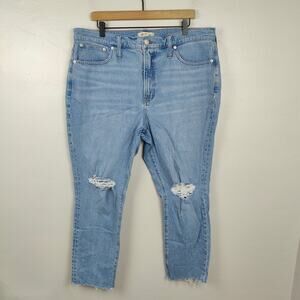Madewell The Perfect Vintage Jeans Womens 33 Light Wash Knee Rips Straight
